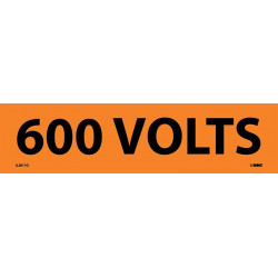 NMC 2011O 600 Volts Electrical Marker Label, Adhesive Backed Vinyl, 25/Pk