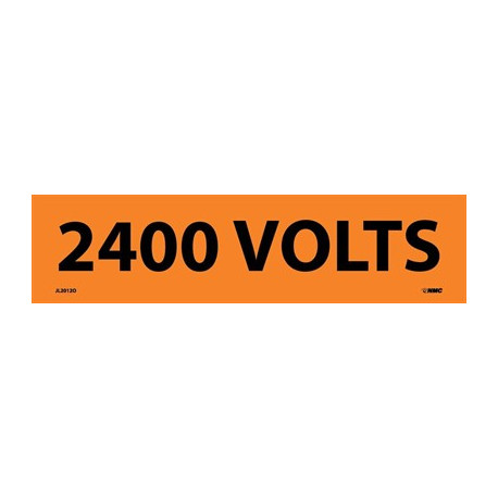 NMC 2012O 2400 Volts Electrical Marker Label, Adhesive Backed Vinyl, 25/Pk