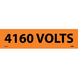 NMC 2013O 4160 Volts Electrical Marker Label, Adhesive Backed Vinyl, 25/Pk
