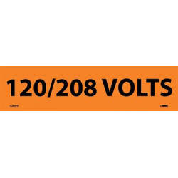 NMC 2037O 120/208 Volts Electrical Marker Label, Adhesive Backed Vinyl, 25/Pk