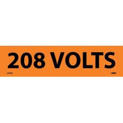 NMC 2039O 208 Volts Electrical Marker Label, Adhesive Backed Vinyl, 25/Pk