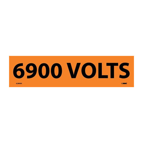 NMC 2045O 6900 Volts Electrical Marker Label, Adhesive Backed Vinyl, 25/Pk