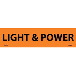 NMC 2052O Light & Power Electrical Marker Label, Adhesive Backed Vinyl, 25/Pk