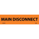 NMC 2053O Main Disconnect Electrical Marker Label, Adhesive Backed Vinyl, 25/Pk