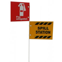 NMC JSCP-FESK JSC 5' Pole Only w/ 10" x 7" Alum. Fire Extinguisher & Spill Kit Signs