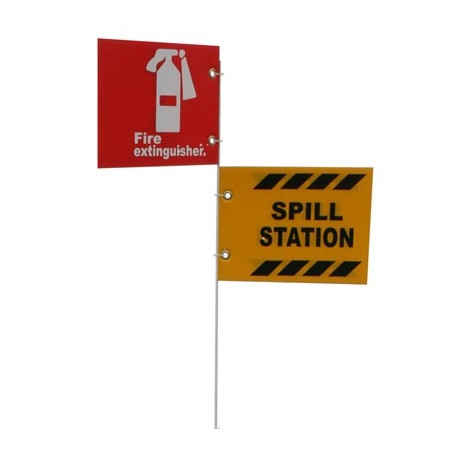 NMC JSCP-FESK JSC 5' Pole Only w/ 10" x 7" Alum. Fire Extinguisher & Spill Kit Signs