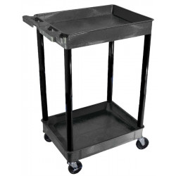 NMC LN112 Small Cart, 2 Shelf, Casters, Black, 24" x 18" x 36", 300Lb Capacity, Plastic