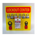 NMC LOB1Y Lockout Center, Yellow Backboard w/Hooks & Supplies, 14" x 14"