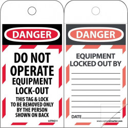 NMC LOTAG11SL150 Danger, Do Not Operate Equipment Lock-Out...Self Laminating Tags, 6" x 3", Polytag, 150/Box