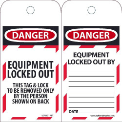 NMC LOTAG17ST Danger, Equipment Locked Out Tag, 6" x 3", Synthetic Paper, 25/Pk (Hole)