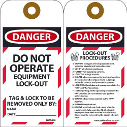 NMC LOTAG28 Danger, Do Not Operate...Tag, 6" x 3", Unrippable Vinyl, 10/Pk