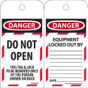 NMC LOTAG9ST Danger, Do Not Open Tag, 6" x 3", Synthetic Paper, 25/Pk (Hole)