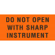 NMC LR03AL Do Not Open With Sharp Instrument Label, 2" x 4.25", PS Paper, 500/Roll