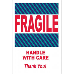 NMC LR13AL Fragile Handle With Care...Label, Shipping & Packing, 6" x 4", PS Paper, 500/Roll