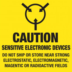 NMC LR16AL Caution, Sensitive Electronic Devices...Label, Shipping & Packing, 4" x 4", PS Paper, 500/Roll