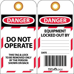 NMC LR300 Danger, Do Not Operate RFID Tag, 6" x 3", Unrippable Vinyl, w/Grommet, 10/Pk