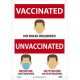 NMC M648 Vaccinated No Mask, Not Vacc. Mask Req (Characters) Sign, 14" x 10"