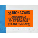 NMC M694AP Biohazard Absolutely No Food Or Drink...Label (Graphic), 3" x 5", Adhesive Backed Vinyl, 5/Pk