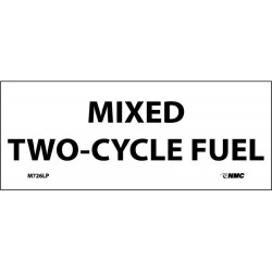 NMC M726LP Mixed Two-Cycle Fuel Label, Laminated, 2" x 5", Adhesive Backed Vinyl