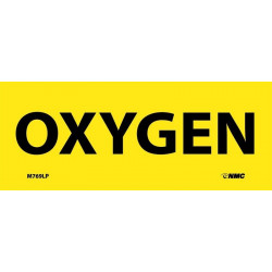 NMC M769LP Oxygen Label, 2" x 5", Adhesive Backed Vinyl, Laminated