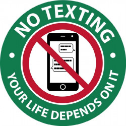 NMC M951AP No Texting Your Life Depends On It Label, 3" x 3", Adhesive Backed Vinyl