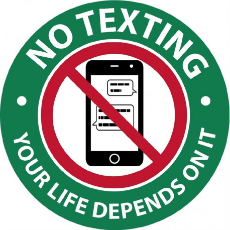 NMC M951AP No Texting Your Life Depends On It Label, 3" x 3", Adhesive Backed Vinyl