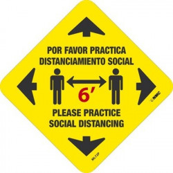 NMC ML72P Please Practice Social Distancing Label (Spanish), 6" x 6", Adhesive Backed Vinyl, 5/Pk