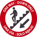 NMC ML76P One Way - Down Only Label, Eng/Esp, 6" x 6", Adhesive Backed Vinyl, 5/Pk