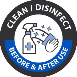 NMC ML77P Clean/Disinfect Before & After Use Label, 2" x 2", Adhesive Backed Vinyl, 25/Pk