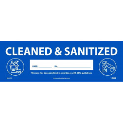 NMC ML87PR Cleaned & Sanitized Date: By: Label, 3" x 9", PS Removable Vinyl, 25/Pk
