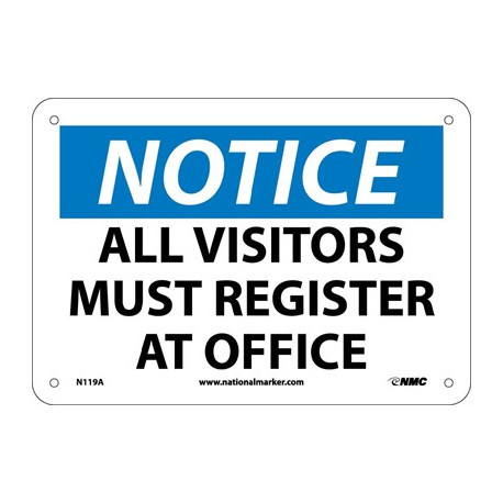 NMC N119 Notice, All Visitors Must Register At Office Sign