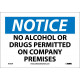 NMC N165 Notice, No Alcohol Or Drugs Permitted On Company Premises Sign