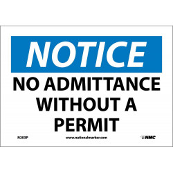 NMC N203 Notice, No Admittance Without A Permit Sign