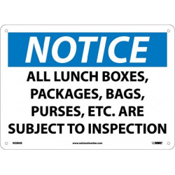 NMC N208 Notice, Subject To Inspection Sign