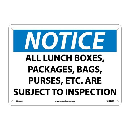 NMC N208 Notice, Subject To Inspection Sign