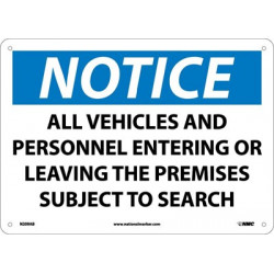 NMC N209 Notice, Subject To Search Sign