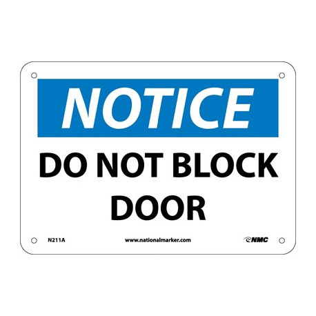 NMC N211 Notice, Do Not Block This Door Sign