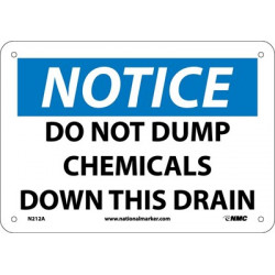 NMC N212 Notice, Do Not Dump Chemicals Down This Drain Sign