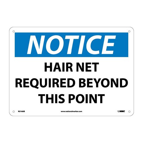 NMC N216 Notice, Hair Net Required Beyond This Point Sign