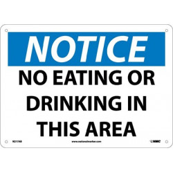 NMC N217 Notice, No Eating Or Drinking In This Area Sign