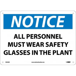 NMC N242 Notice, All Personnel Must Wear Safety Glasses Sign