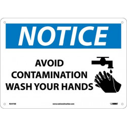 NMC N247 Notice, Avoid Contamination Wash Your Hands Sign (Graphic), 10" x 14"