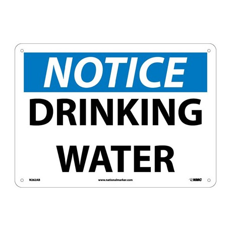 NMC N262 Notice, Drinking Water Sign, 10" x 14"