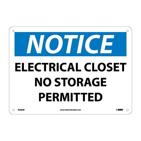 NMC N266 Notice, Electrical Closet No Storage Permitted Sign, 10" x 14"