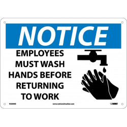 NMC N269 Notice. Employees Must Wash Hands...Sign (Graphic)