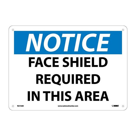 NMC N272 Notice, Face Shield Required In This Area Sign, 10" x 14"