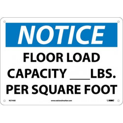NMC N274 Notice, Floor Load Capacity__Lbs. Per Square Foot Sign, 10" x 14"