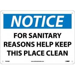 NMC N278 Notice, Keep This Place Clean Sign, 10" x 14"
