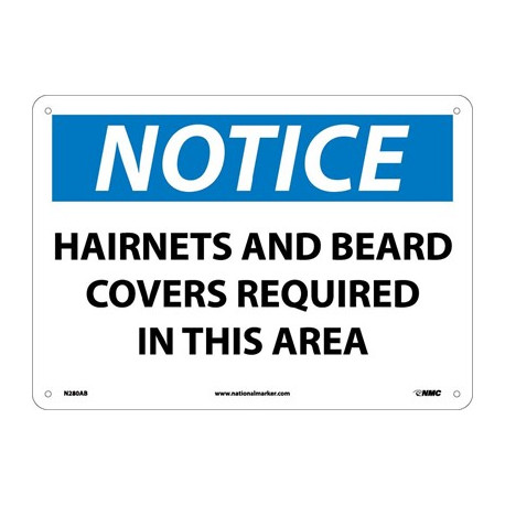 NMC N280 Notice, Hairnets & Beard Covers Required Sign, 10" x 14"