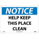 NMC N286 Notice, Help Keep This Place Clean Sign, 10" x 14"
